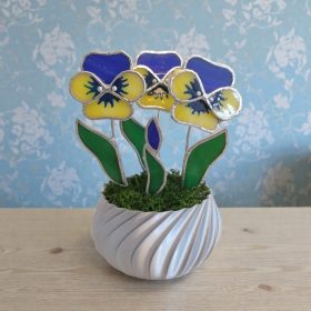 Árvácska kaspóban örökvirág dekoráció