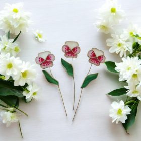 Árvácska üveg dekorvirág csokor - Rózsaszín