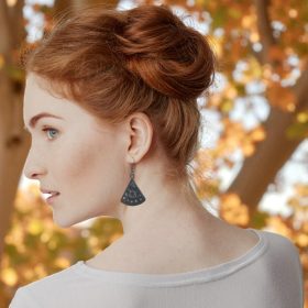 Csipkecsoda üveg fülbevaló - Fekete