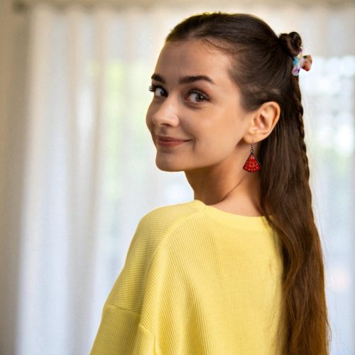 Csipkecsoda üveg fülbevaló - Narancs