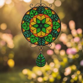 Életöröm Mandala - Festett üveg ablakdísz