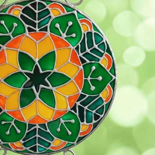 Életöröm Mandala - Festett üveg ablakdísz