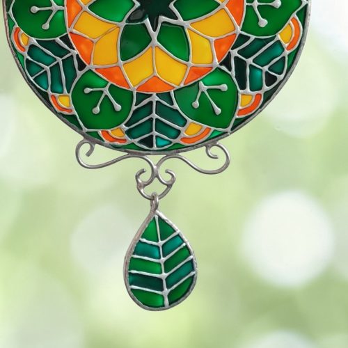 Életöröm Mandala - Festett üveg ablakdísz