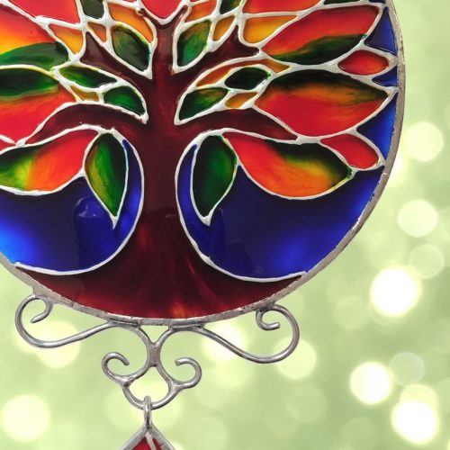 Gaia Életfa Mandala - Festett üveg ablakdekoráció