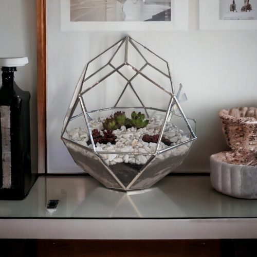 Geometrikus formájú üveg florárium - Diamond - Kézműves ajándék ötlet