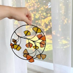 Ginkgo levélkoszorú - Fényfogó ablakdísz