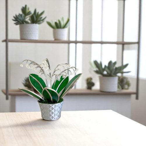 Design üveg gyöngyvirág kaspóban - Tökéletes ajándék