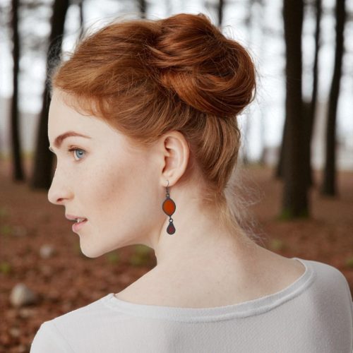 Harmat csepp - Üveg fülbevaló - Narancs