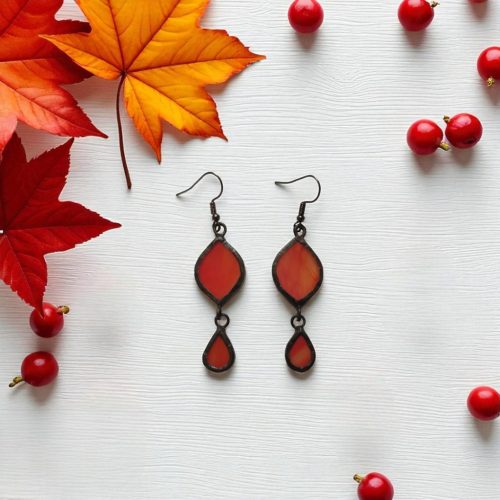 Harmat csepp - Üveg fülbevaló - Narancs