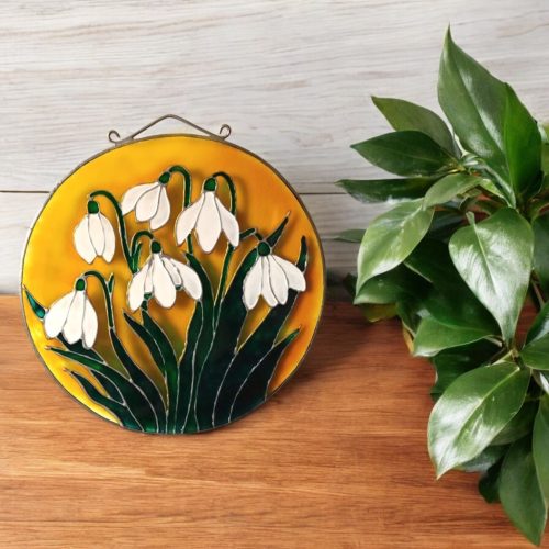 Design lakásdekoráció - Felakasztható festett hóvirág ablakdekor