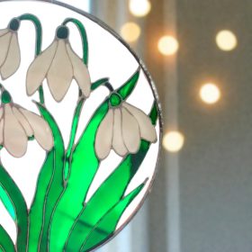 Hóvirág csokor - Festett tavaszi ablakdekoráció