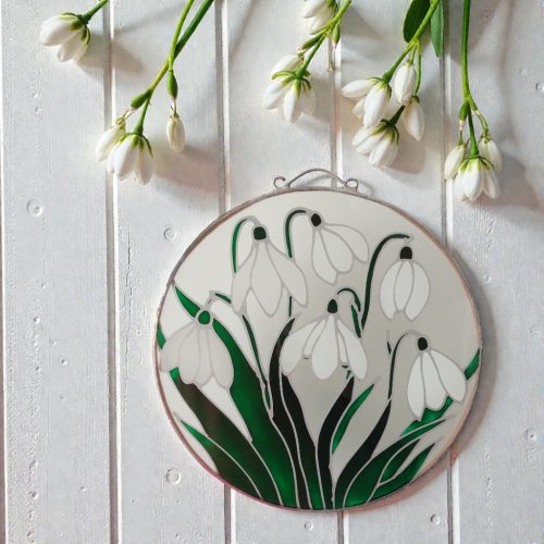 Hóvirág csokor - Festett tavaszi ablakdekoráció