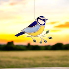 Kékcinke faágon -üveg lakásdekoráció - Elegáns és praktikus