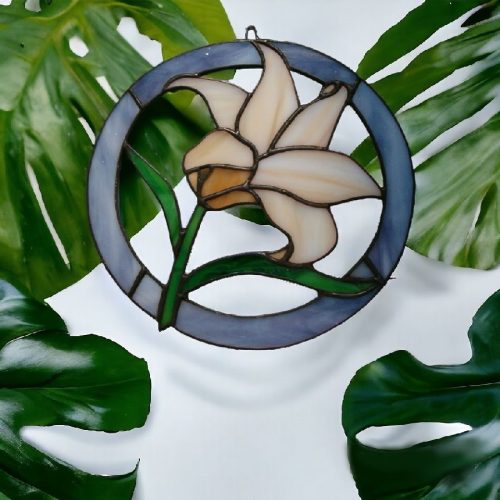Elegáns üveg ablakdísz - Liliom virág függeszthető design