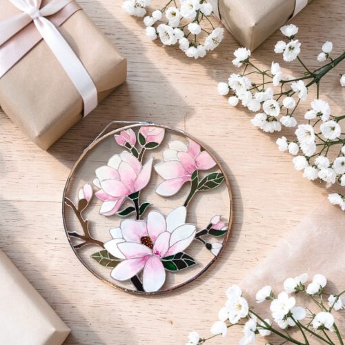 Magnólia - Festett ablakdísz