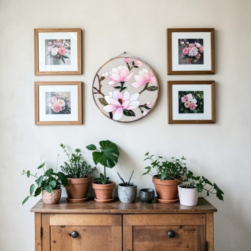 Magnólia - Festett ablakdísz