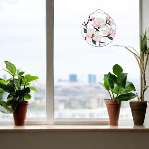 Tavaszváró dekoráció - Felakasztható festett magnólia ablakdekoráció