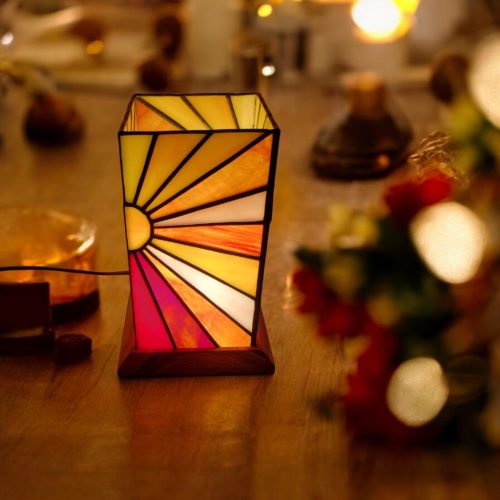 Hangulatos fényű kézműves tiffany lámpa - Napkelte fényei