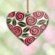 Pünkösdi rózsa - Festett szív alakú függődísz
