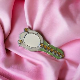 Tulipán formájú kézitükör - Bézs