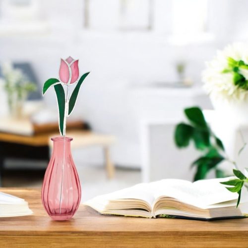 Tulipán szál üveg örökvirág - Rózsaszín