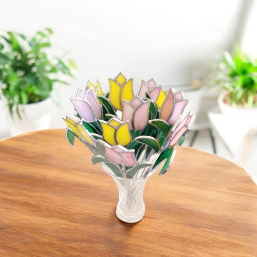 Tulipán szál üveg örökvirág - Sárga