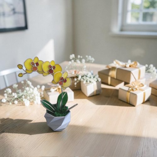 Orchidea üveg örökvirág - Sárga