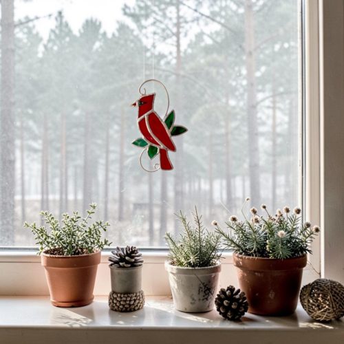 Erdei vörös pinty függődísz