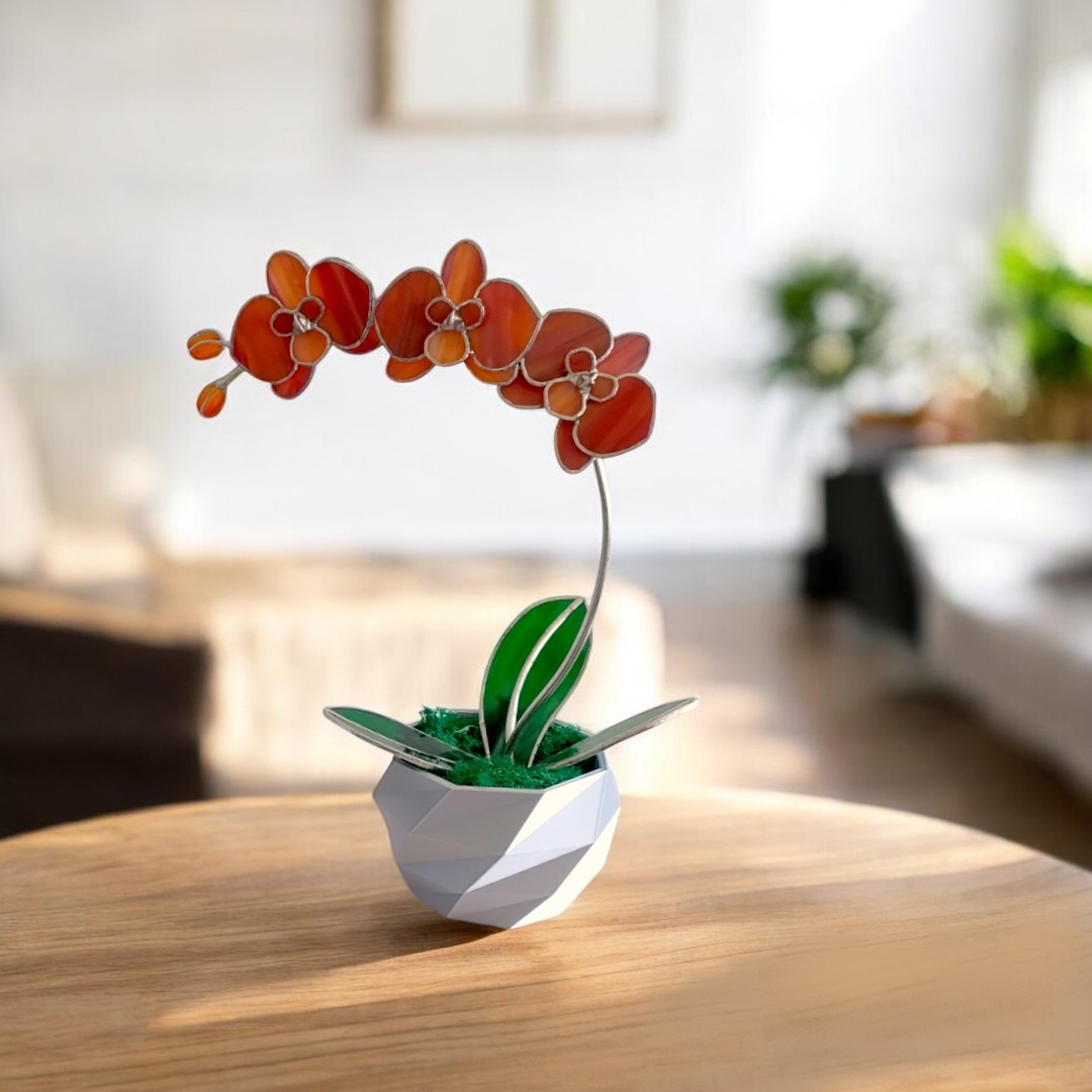 Narancs üveg orchidea örökvirág