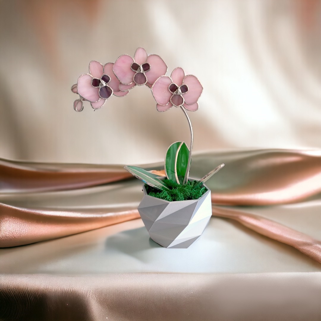 Orchidea üveg örökvirág asztaldekoráció